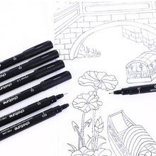 Load image into Gallery viewer, 3-15PCS/Set Black Fine Point Pen Waterproof Ink Line Drawing Pen for Artist Illustration Sketching Anime Manga Technical Drawing