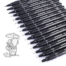 Load image into Gallery viewer, 3-15PCS/Set Black Fine Point Pen Waterproof Ink Line Drawing Pen for Artist Illustration Sketching Anime Manga Technical Drawing