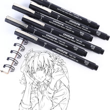 Load image into Gallery viewer, 3-15PCS/Set Black Fine Point Pen Waterproof Ink Line Drawing Pen for Artist Illustration Sketching Anime Manga Technical Drawing