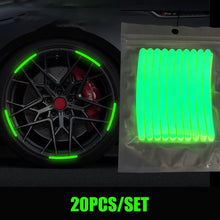 Load image into Gallery viewer, 20Pcs Wheel Hub Sticker Luminous Stripe Tape Car Motorcycle Decal Night Driving Safety Decorative Accessory