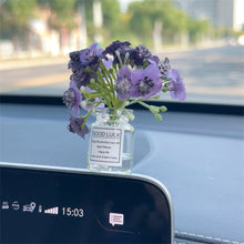 Load image into Gallery viewer, Mini Car Decoration Ornaments Babysbreath Jasmine Vase Glass Vase Micro Landscape Rabbit Car Interior Decoration Console