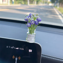 Load image into Gallery viewer, Mini Car Decoration Ornaments Babysbreath Jasmine Vase Glass Vase Micro Landscape Rabbit Car Interior Decoration Console