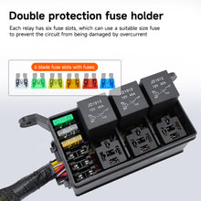 Load image into Gallery viewer, 12V 6-Way Fuse Holder Fuse Relay Box with Pre-Wired Automotive Fuse Block for Car Truck Boat Marine Applications Circuit Protection