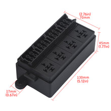 Load image into Gallery viewer, 12V Fuse Relay Box with 4 Relay Blocks 12-Way Fuse Holder Dual Pre-Wired Automotive Fuse Block with Cover for Car Truck Marine RV Boat