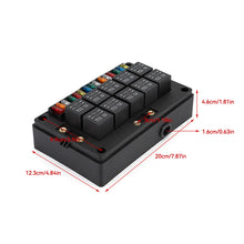 Load image into Gallery viewer, DC12V/24V 15-Way Fuse Relay Box with 10 40A Relays Fuse Block 4-Pin or 5-Pin Relays for Automotive Marine RV Boat