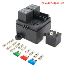 Load image into Gallery viewer, DC12V/24V Auto Car Truck 3 Way Fuse Holder Relay Holder Circuit Fuse Relay Holder 4-Pin or 5-Pin 40A 80A Relays