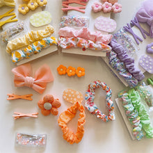 Load image into Gallery viewer, 9pcs/set Colorful Fabric Bowknot Hair Clips Hair Ties Cute Cartoon Hairpin Highly Elastic Rubber Band Headwear for Children