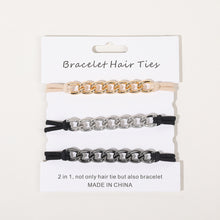 Load image into Gallery viewer, 3pcs/set Metal Chain Hair Rope Simple Versatile Durable Highly Elastic Alloy Rubber Band Hair Tie Headwear Hair Accessories