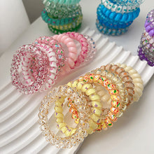 Load image into Gallery viewer, 6pcs/set Gradient Telephone Wire Hair Tie Seamless Versatile Translucent Rubber Band Headwear Hair Accessories for Women