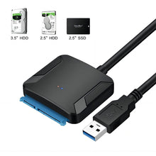 Load image into Gallery viewer, SATA to USB 3.0 Adapter Cable for 3.5/2.5 Inch SSD HDD SATA III Hard Drive Disk Converter Support UASP with 12V Power Adapter