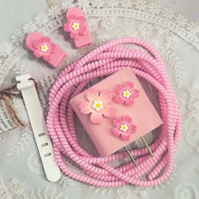 Load image into Gallery viewer, 3D Pink Flower Cable Charger Protector Cover For Iphone 11 15 14 13 Pro Max 18W 20W Charger 2024 New Data Line Protective Sleeve