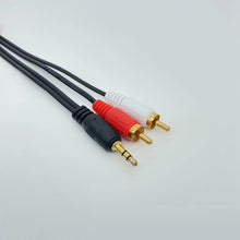 Load image into Gallery viewer, 3.5mm to 2 RCA audio Video cable Y Splitter cable for PC DVD Computer TV Recorder Speakers