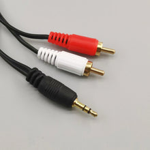 Load image into Gallery viewer, 3.5mm to 2 RCA audio Video cable Y Splitter cable for PC DVD Computer TV Recorder Speakers