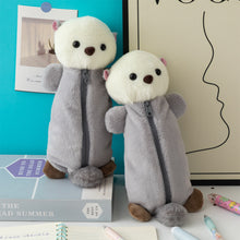 Load image into Gallery viewer, Cartoon Soft Pencil Pouch Pen Bag Makeup Pouch Plush Sea Otter Pencil Case Portable Pen Marker Holder School Supplies