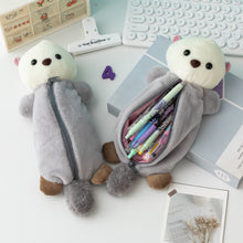 Load image into Gallery viewer, Cartoon Soft Pencil Pouch Pen Bag Makeup Pouch Plush Sea Otter Pencil Case Portable Pen Marker Holder School Supplies