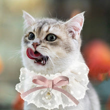 Load image into Gallery viewer, Lace Bowknot Pearl Collar Cat Dog Neckerchief Pet Cats Kitten Dog Puppy String Bib Necklace Necktie Neck Strap Scarf Accessories