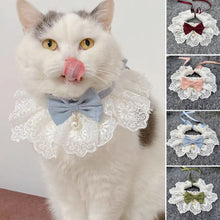 Load image into Gallery viewer, Lace Bowknot Pearl Collar Cat Dog Neckerchief Pet Cats Kitten Dog Puppy String Bib Necklace Necktie Neck Strap Scarf Accessories