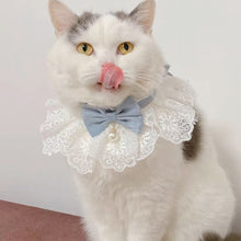Load image into Gallery viewer, Lace Bowknot Pearl Collar Cat Dog Neckerchief Pet Cats Kitten Dog Puppy String Bib Necklace Necktie Neck Strap Scarf Accessories