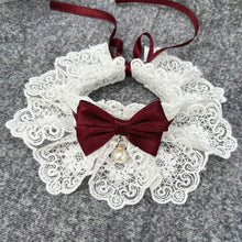 Load image into Gallery viewer, Lace Bowknot Pearl Collar Cat Dog Neckerchief Pet Cats Kitten Dog Puppy String Bib Necklace Necktie Neck Strap Scarf Accessories