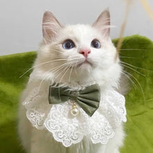 Load image into Gallery viewer, Lace Bowknot Pearl Collar Cat Dog Neckerchief Pet Cats Kitten Dog Puppy String Bib Necklace Necktie Neck Strap Scarf Accessories