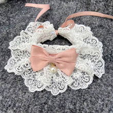Load image into Gallery viewer, Lace Bowknot Pearl Collar Cat Dog Neckerchief Pet Cats Kitten Dog Puppy String Bib Necklace Necktie Neck Strap Scarf Accessories