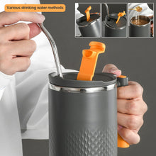Load image into Gallery viewer, Portable Double-layer Anti-scalding Coffee Mug 304 Stainless Steel Water Cup with Handle and Cover Leak-proof Thermos Cups Mugs
