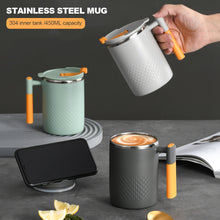 Load image into Gallery viewer, Portable Double-layer Anti-scalding Coffee Mug 304 Stainless Steel Water Cup with Handle and Cover Leak-proof Thermos Cups Mugs