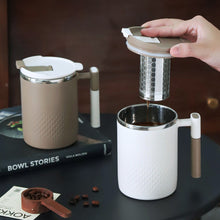 Load image into Gallery viewer, Portable Double-layer Anti-scalding Coffee Mug 304 Stainless Steel Water Cup with Handle and Cover Leak-proof Thermos Cups Mugs