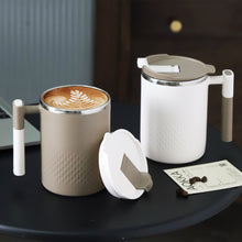 Load image into Gallery viewer, Portable Double-layer Anti-scalding Coffee Mug 304 Stainless Steel Water Cup with Handle and Cover Leak-proof Thermos Cups Mugs