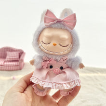 Load image into Gallery viewer, Miniature Pink Piggy Dress Set for 17cm Labubu Dolls Cute DIY Doll Clothes Fashion Accessories Lovely Outfit Gifts for Girls Friends