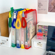 Load image into Gallery viewer, Ins Colorful Dopamine A4 Transparent Zipper Large Handbag File Folder Cute Document Storage Bag Book Storage Office Stationery Gift
