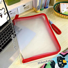 Load image into Gallery viewer, Ins Colorful Dopamine A4 Transparent Zipper Large Handbag File Folder Cute Document Storage Bag Book Storage Office Stationery Gift