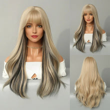 Load image into Gallery viewer, Pickled Purple Bangs Wig for Women with Long Curly Hair and Big Waves Fashion Purple Wavy Wigs Cover