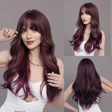 Load image into Gallery viewer, Pickled Purple Bangs Wig for Women with Long Curly Hair and Big Waves Fashion Purple Wavy Wigs Cover