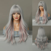 Load image into Gallery viewer, Pickled Purple Bangs Wig for Women with Long Curly Hair and Big Waves Fashion Purple Wavy Wigs Cover