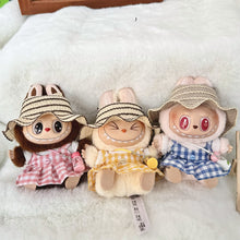 Load image into Gallery viewer, Suitable for 17cm Labubu Picnic Set Spring Straw Hat and Dress Set, DIY Vibrant and Elegant Clothing Labubu Miniature Clothes