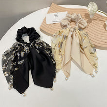 Load image into Gallery viewer, 4pcs/set Floral Bowknot Streamer Hair Band Temperamental Pearl Pendant Hair Tie Highly Elastic Rubber Band Headwear for Women