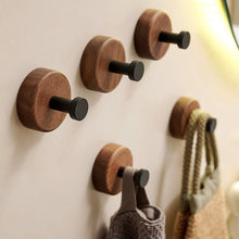 Load image into Gallery viewer, Simple Solid Wood Hook Walnut Key Decorative Towel Holder Hook Wall Mounted Hooks Storage Rack For Bathroom Kitchen
