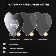 Load image into Gallery viewer, 5/10/20pcs Transparent Heart-shaped Hooks Multi-Purpose Hooks Storage Rack Wall Hangers Hook For Kitchen Bathroom Door