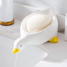 Load image into Gallery viewer, 1Pc Cute Duck Soap Dish Self-Draining Plastic Tray Bathroom Storage Rack No Water Pooling Perfect for Shower Sink or Tub