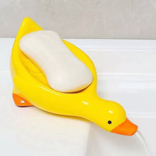 Load image into Gallery viewer, 1Pc Cute Duck Soap Dish Self-Draining Plastic Tray Bathroom Storage Rack No Water Pooling Perfect for Shower Sink or Tub