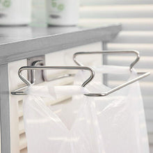 Load image into Gallery viewer, Stainless Steel Hanging Garbage Bag Holder Door-Mounted Kitchen Garbage And Cloth Rack for Cabinet or Closet Storage