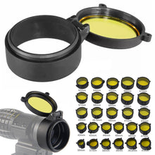 Load image into Gallery viewer, 30-69mm Rifle Scope Cover Yellow Quick Flip Spring Up Open Lens Cover Cap Eye Protect Objective Lens Eye Caliber Pistol