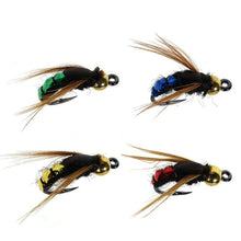 Load image into Gallery viewer, 5/10pcs Fly Shape Fishing Bait Lures with Box Artificial Insect Fishing Bait Fast Sinking Brass Bead Head Scud Fly Worm Trout