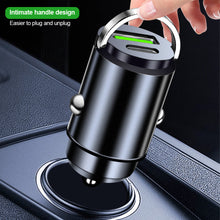 Load image into Gallery viewer, Mini Dual Ports Pull Ring Car Charger USB Fast Charging for iPhone Huawei Xiaomi Samsung QC 3.0 Phone Convenient Charger Adapter