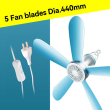 Load image into Gallery viewer, 5/6 Leaves 220V Plug-in Ceiling Canopy Fan Silent Hanging Fan for Camping Bed Dormitory Tent Fan