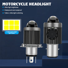 Load image into Gallery viewer, Motorcycle LED Headlight with Cooling Fun H4 BA20D High Low Beam Scooter Motorbike Headlamp Super Bright Light Front Lamp