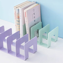 Load image into Gallery viewer, 4 Grid Bookends Stand Bookshelf Desktop Decor Storage Rack Bookend Book Holder School Stationery Office Desktop File Organizer