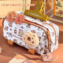Load image into Gallery viewer, INS Capybara Four-layer Large Capacity Pen Bag Cute Cartoon Pencil Case Stationery Organizer Storage Bag For Students Gift