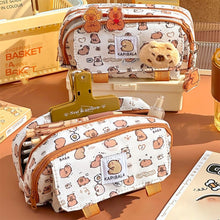 Load image into Gallery viewer, INS Capybara Four-layer Large Capacity Pen Bag Cute Cartoon Pencil Case Stationery Organizer Storage Bag For Students Gift